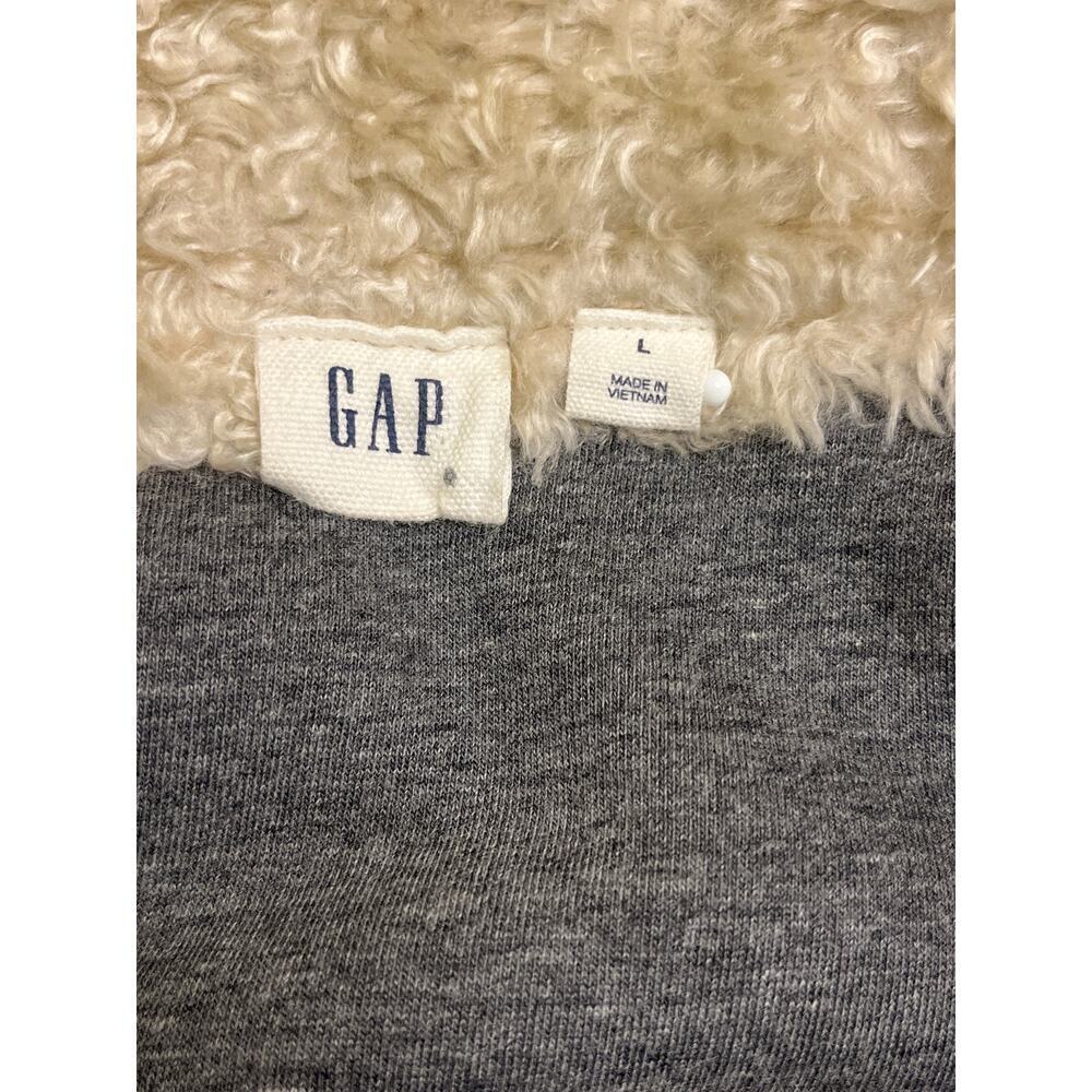 GAP Sherpa Teddy Vest organic white snap front buttons, size large - Picture 4 of 10
